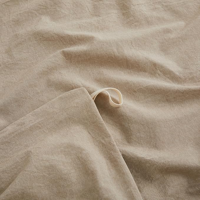 LOVQUE Bedding Duvet Cover Queen Size, 100% Washed Cotton Linen Like Natural - Image 4