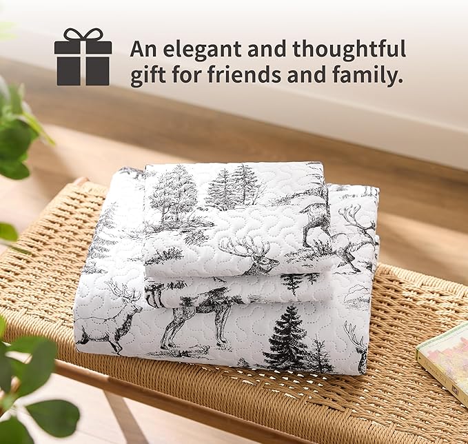 PPOLCA Rustic Queen Quilt Bedding Set, Christmas Lightweight Reversible Cabin - Image 7