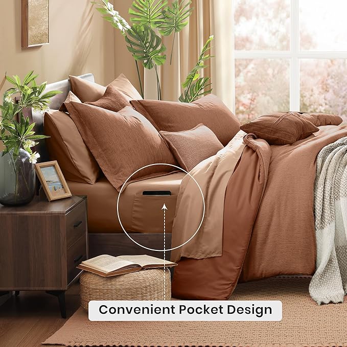 Monbix Super King Plus Comforter Set, Autumn Leaf Cationic Dyeing Bedding Set - Image 4