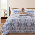 BLOOMHAVEN Quilt Set King Size, Patchwork Blue Marigold Floral Quilt Sets by BLOOMHAVEN
