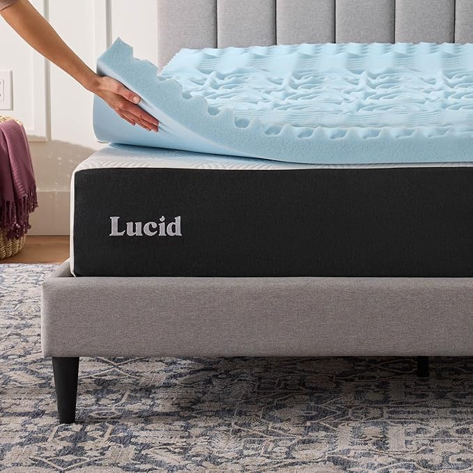 LUCID 3 Inch Gel Memory Foam Mattress Topper, Full size – 5 Zones – Cooling Gel - Image 6