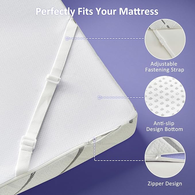3 Inch Gel Memory Foam Mattress Topper Queen Size - Image 6