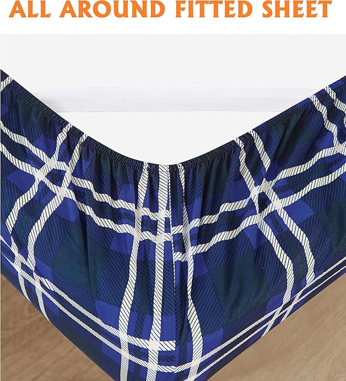 Elegant Comfort Luxury Soft Bed Sheets Plaid Pattern - Image 4