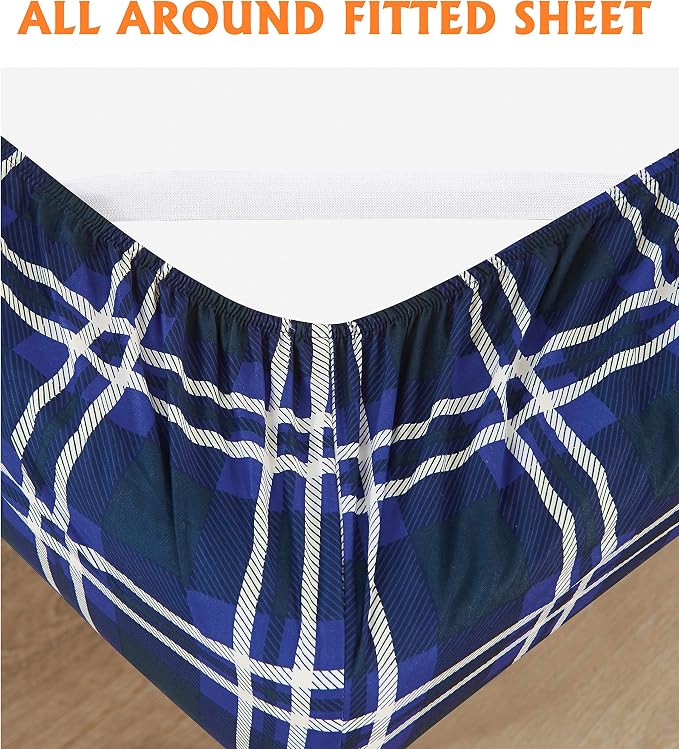 Elegant Comfort Luxury Soft Bed Sheets Plaid Pattern - Image 4