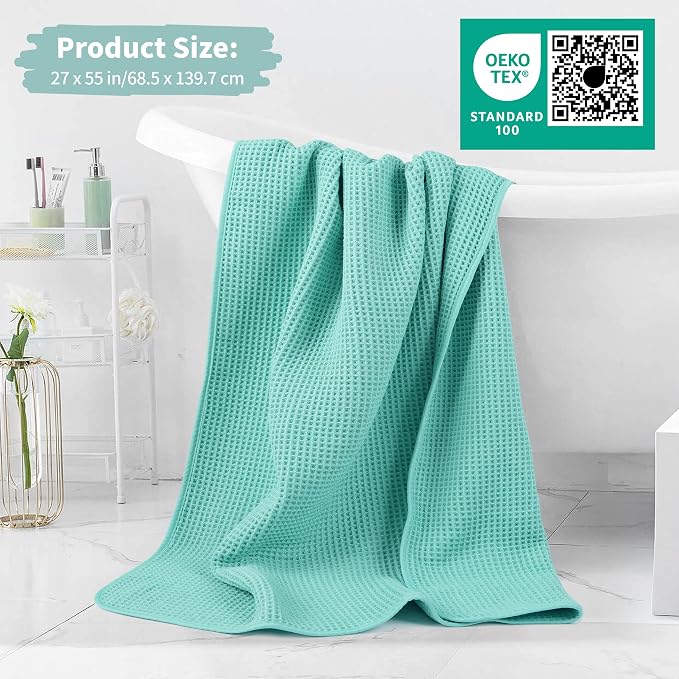MICROFI Microfiber Waffle Bath Towels, 4 Pieces, Fast Drying, Lint Free 430 GSM - Image 5