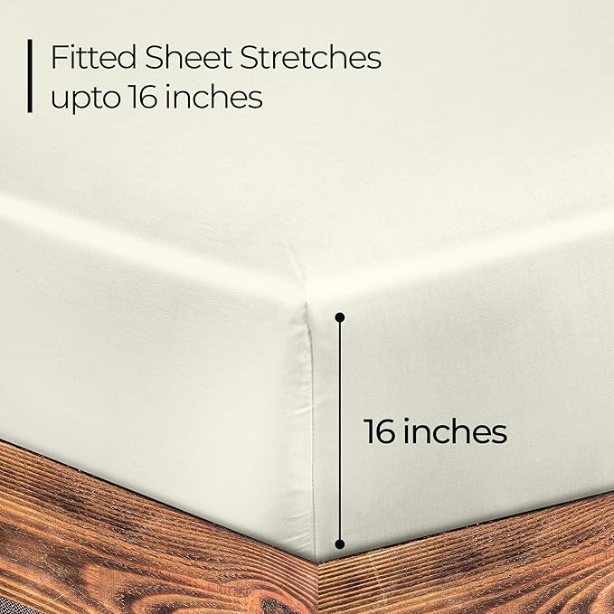 Royale Linens 300 Thread Count 100% Long Staple Combed Cotton Fitted Sheet - Image 3