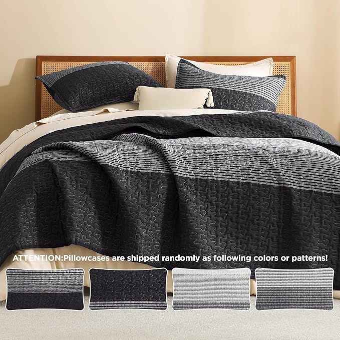 Litanika Quilt Queen Size Black, Soft Lightweight Polyester Comforter Bedding - Image 4