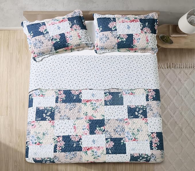 Brilliant Sunshine Roses in Beige Quilt Set, 3-Piece Bedding Sets, Lively - Image 6