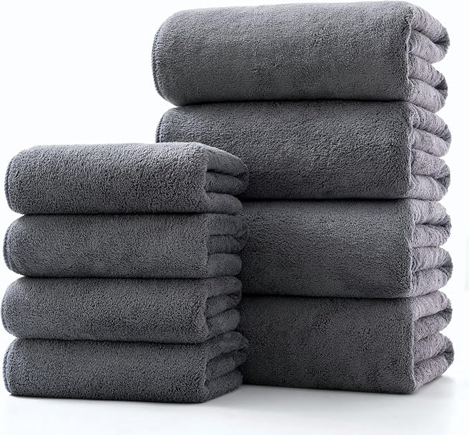 Lumimi Towel Set of 8 Very Soft Microfiber 4 Bath and 4 Hand Towels Quick Dry by Lumimi