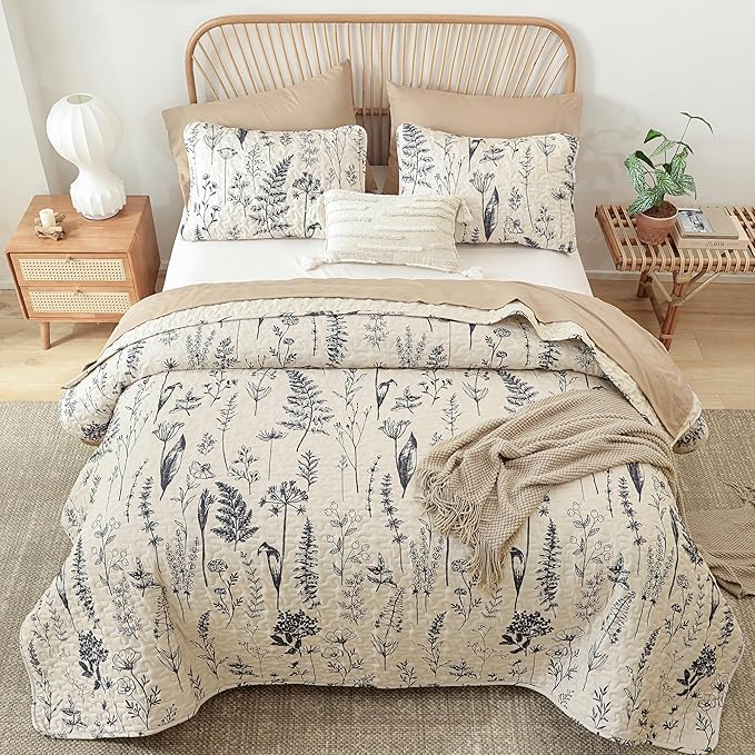 JANZAA Twin Quilt Beige Quilt Bed Spread Boho Quilt - Image 7