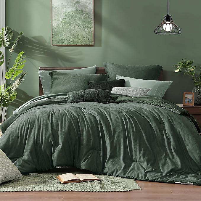 Monbix Super King Plus Comforter Set, Deep Forest Cationic Dyeing Bedding Set by Monbix