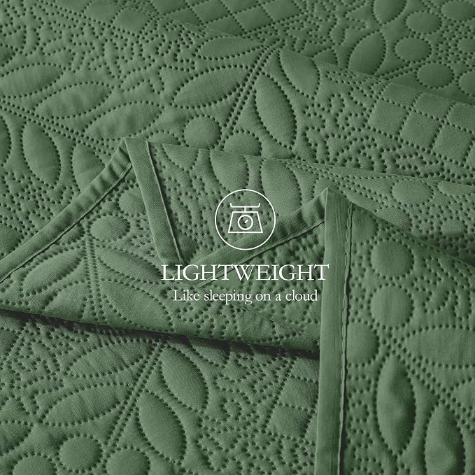 FLYMME Full Queen Quilt Bedding Set, Lightweight Olive Green Bedspreads - Image 5