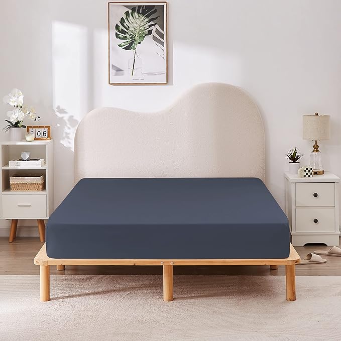 HBHLFZ King Fitted Sheet Only, Soft Breathable Bottom Sheet - Image 6