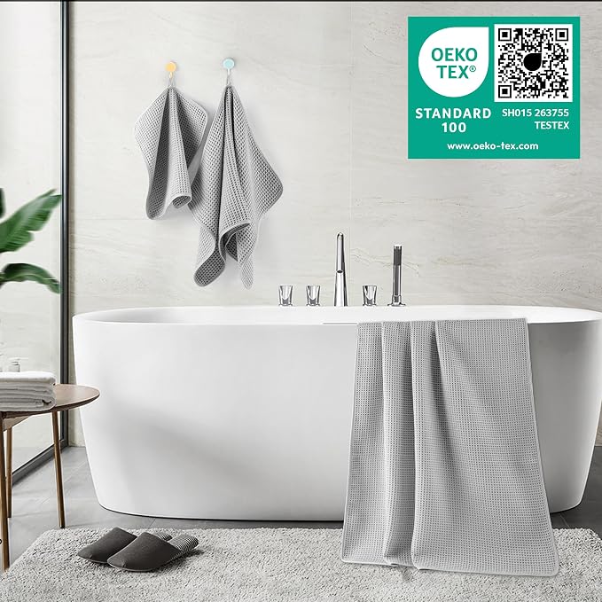 POLYTE 430 GSM Microfiber Quick Dry Lint Free Oversize Bath Towel Set, 6 Piece - Image 3