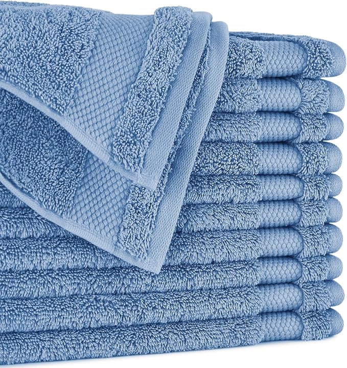 BIOWEAVES 100% Organic Cotton 700 GSM Plush Washcloths 13" x 13" GOTS Certified by BIOWEAVES