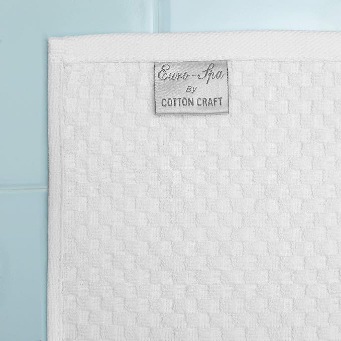 COTTON CRAFT- Euro Spa Set of 2 Luxury Waffle Weave Bath Sheets, Oversized Pure - Image 2