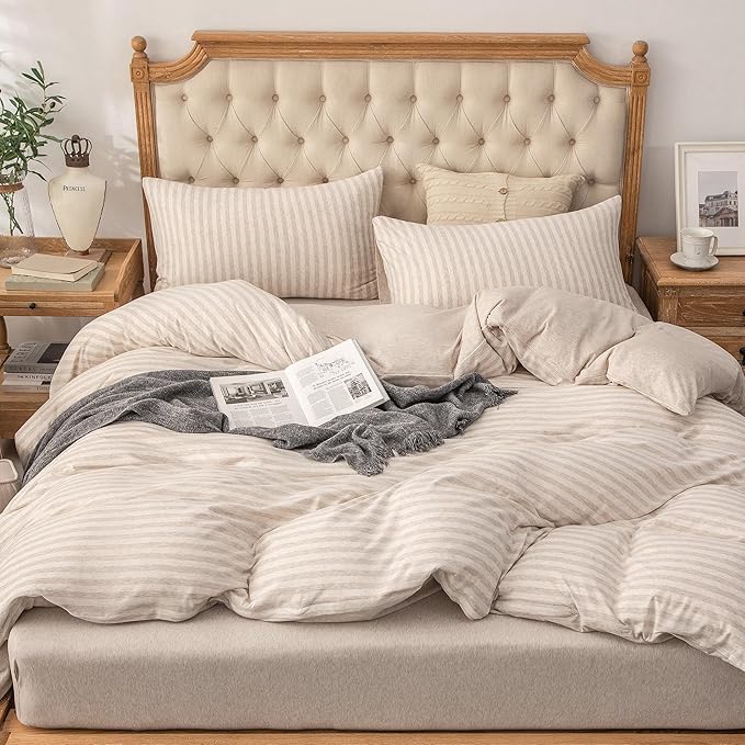 PURE ERA Jersey Knit Duvet Cover Set 100% T-Shirt Heather Cotton Super Soft - Image 6