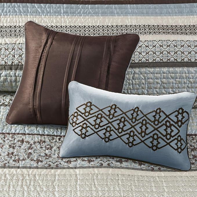 Madison Park Quilt Set Luxurious Jacquard Stripes Design - Image 13