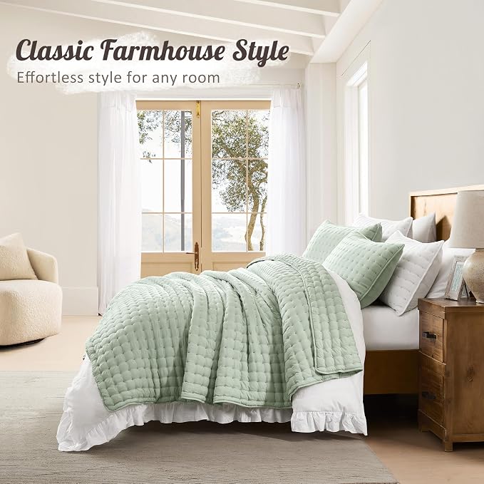 WDCOZY Sage Green King Size Quilt Bedding Sets - Image 6