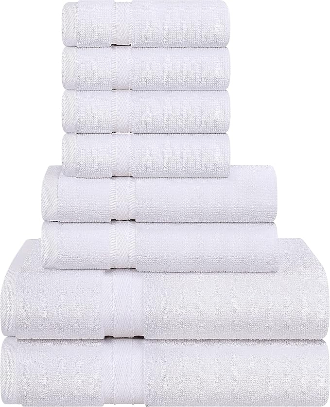 Towel and Linen Mart White Towel Sets, 2 Bath Towels 2 Hand Towels and 4 by T+%26+L+Towel+and+Linen+Mart