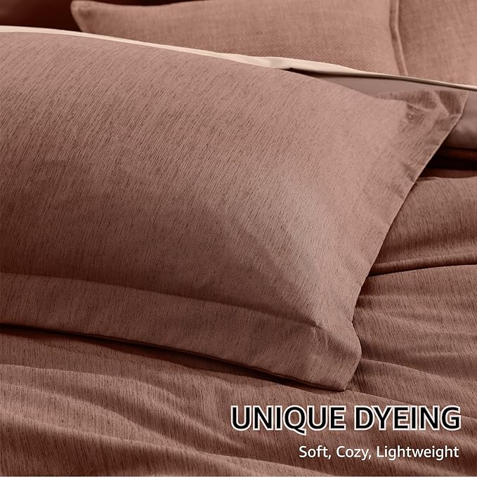 Monbix King Size Comforter Set, Terracotta King Size Bed Set Reversible - Image 6