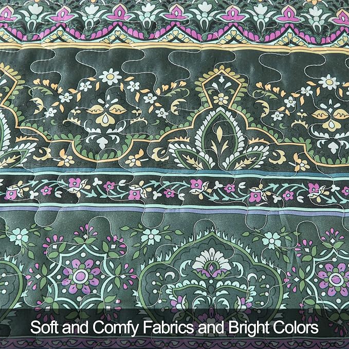WONGS BEDDING Boho Quilt King Size, Lightweight Microfiber Bed Decor Bedspread - Image 6