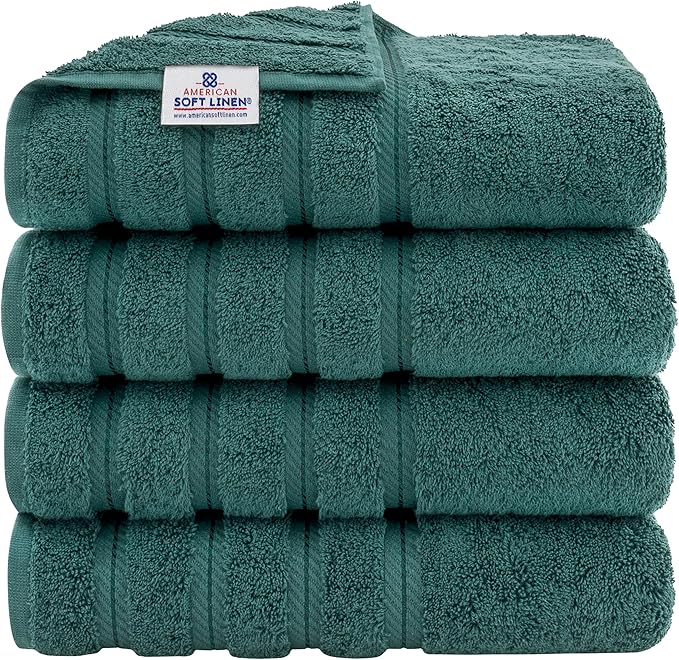 American Soft Linen Luxury 4 Piece Bath Towel Set, 600 GSM 100% Cotton Turkish by AmericanSoftLinen