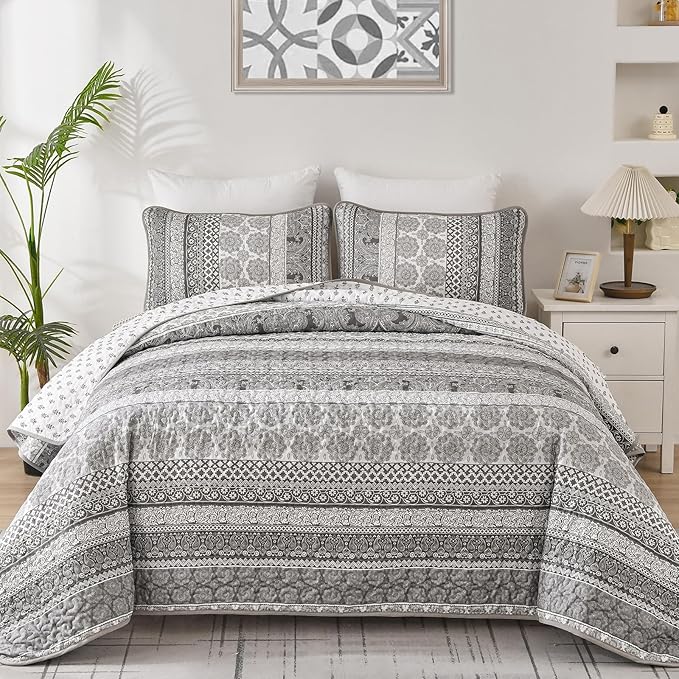 WONGS BEDDING Boho Quilt Set Queen Size by WONGSBEDDING