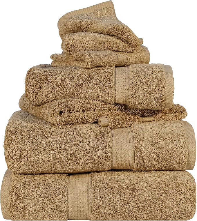 SUPERIOR Egyptian Cotton Pile 6 Piece Towel Set, Includes 2 Bath, 2 Hand by SUPERIOR