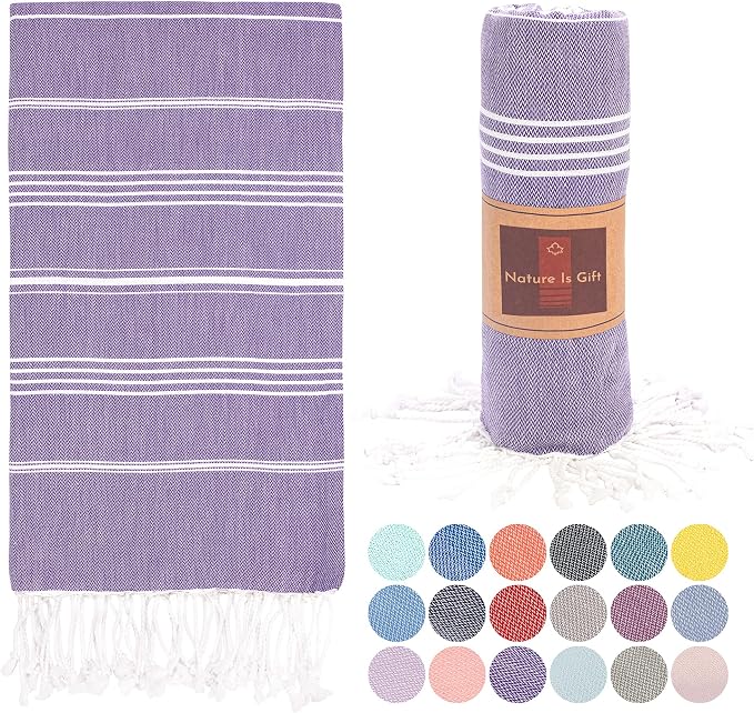 Turkish Beach Towel | 100% Cotton, 38 x 70 Inches | Quick Dry, Sand Free by NatureIsGift