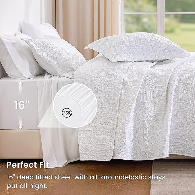 Love's cabin King Quilt Set White, Bed in a Bag King Size Bedding 7 Pieces - Image 4