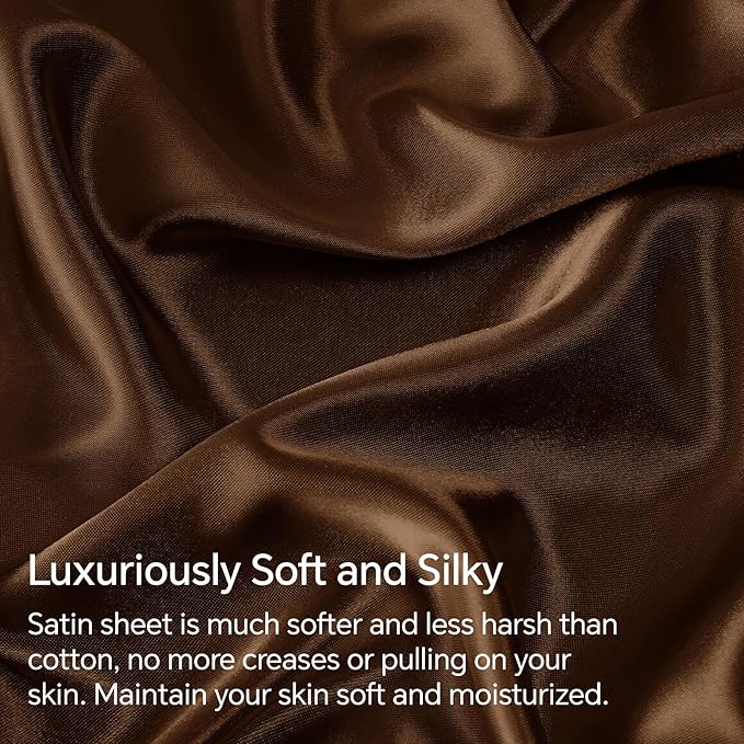 BEDELITE Satin Fitted Sheet and Pillowcase Set, Luxury Soft Similar to Silk - Image 3