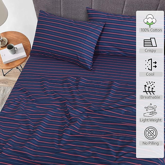 RUVANTI 100% Cotton Sheets – Twin Size Percale Bedding, Cooling & Breathable - Image 2