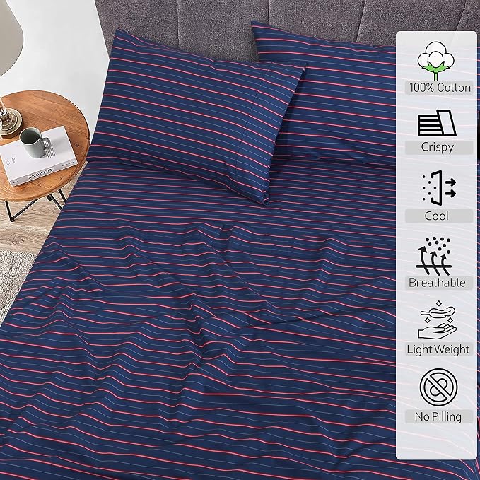 RUVANTI 100% Cotton Sheets – Twin XL Size Percale Bedding, Cooling & Breathable - Image 2