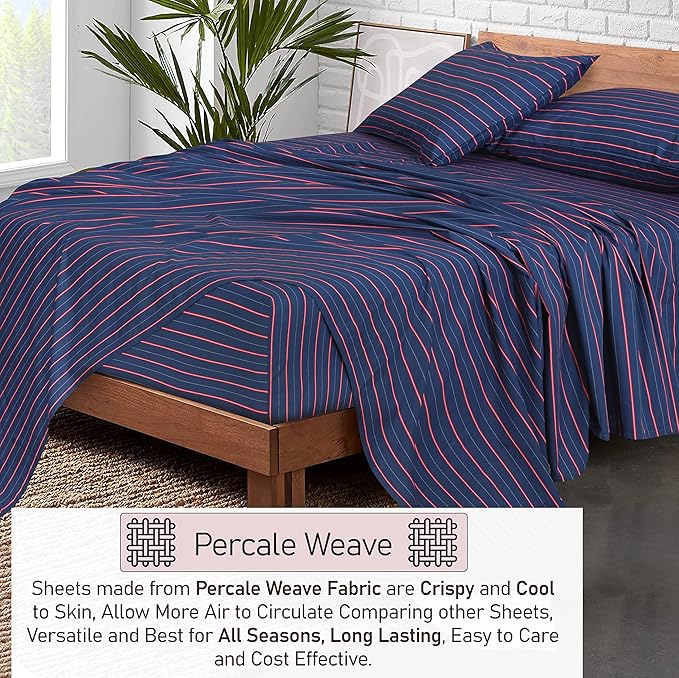 RUVANTI 100% Cotton Sheets – Split King Size Percale Bedding, Cooling & - Image 3