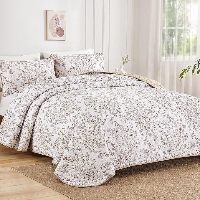 WONGS BEDDING King Size Quilt Set, Botanical Quilt - Image 2