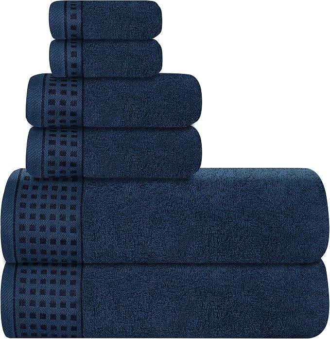 GLAMBURG 100% Cotton Ultra Soft 6 Pack Towel Set, Contains 2 Bath Towels 28x55 by GLAMBURG