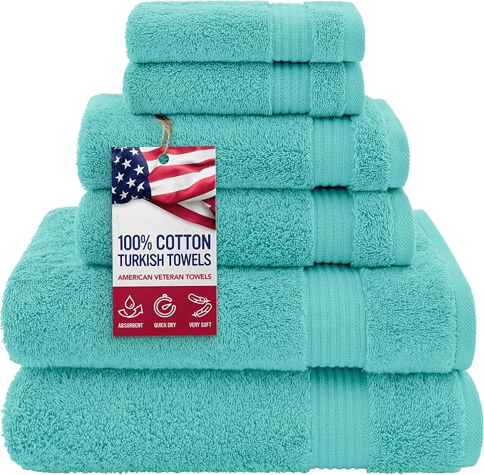 American Veteran Towel 100% Cotton Turkish 6 Piece Towel Set, Luxury Bath by AmericanVeteranTowel