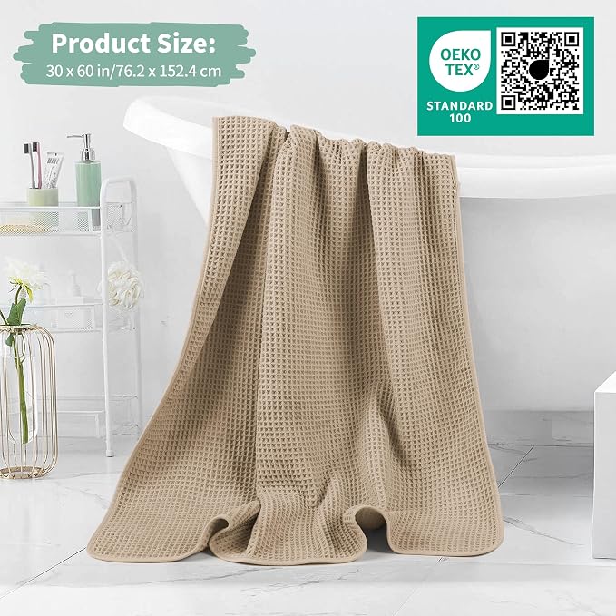 MICROFI New Microfiber Waffle Bath Towels, 2 Pieces, Fast Drying, Lint Free 430 - Image 5