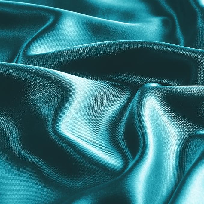 BEDELITE Satin Pillowcase with Zipper, Teal King Size Pillow Cases Set of 2 - Image 3