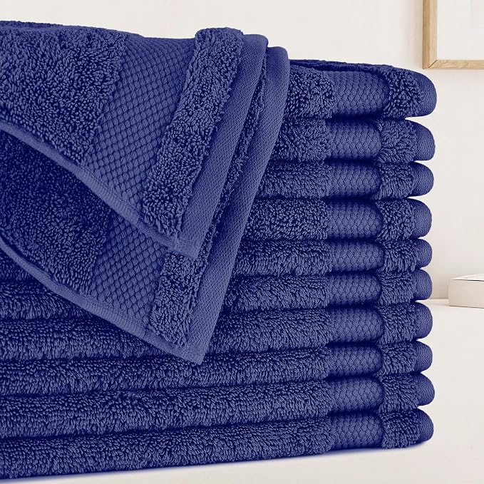 BIOWEAVES 100% Organic Cotton 700 GSM Plush Premium Washcloths 13" x 13" GOTS by BIOWEAVES