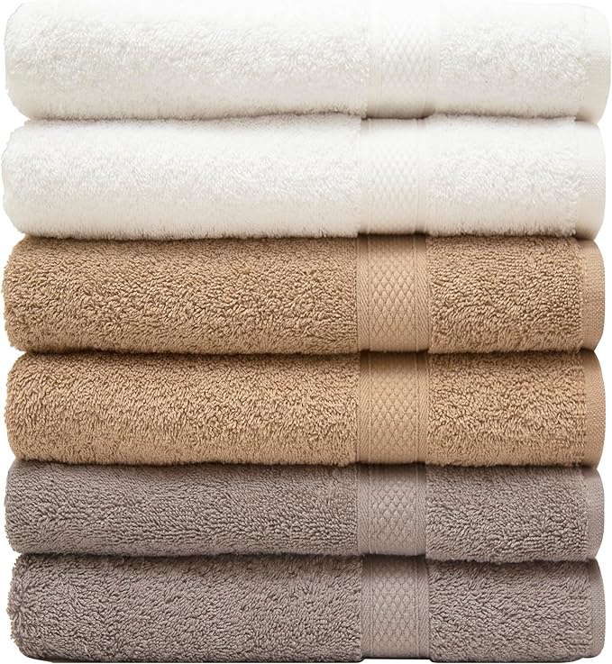 Pleasant Home Bath Towels Set of 6 100% Cotton, 515 GSM | Soft & Highly by PH+Pleasant+Home