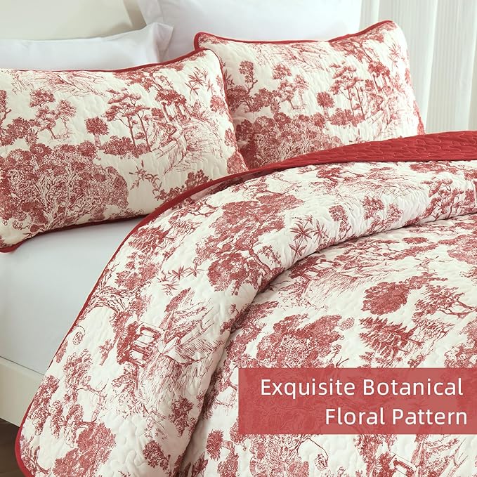 WONGS BEDDING Botanical Quilt Set Queen Size - Image 4