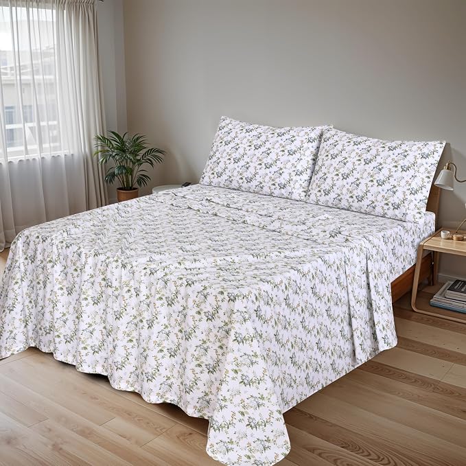 RUVANTI 100% Cotton Sheets – Queen Size Percale Bedding, Cooling & Breathable - Image 2