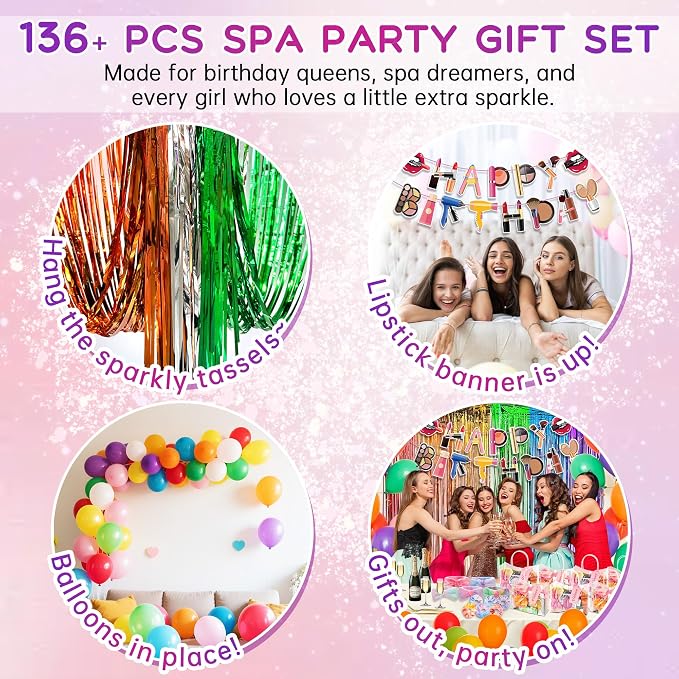 159Pcs Spa Birthday Party Decorations Kit-12 Spa Kits + Birthday - Image 9
