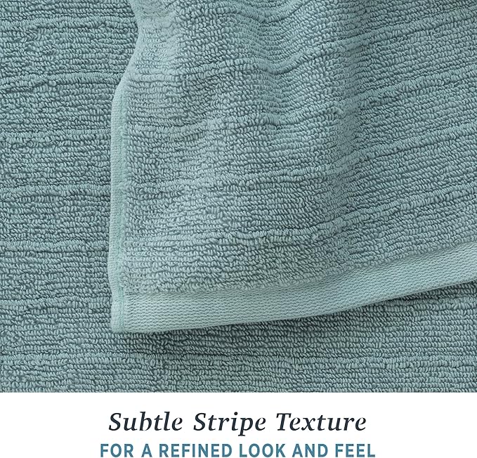 Welhome James 100% Cotton Textured Stripe Towel Set - Image 6