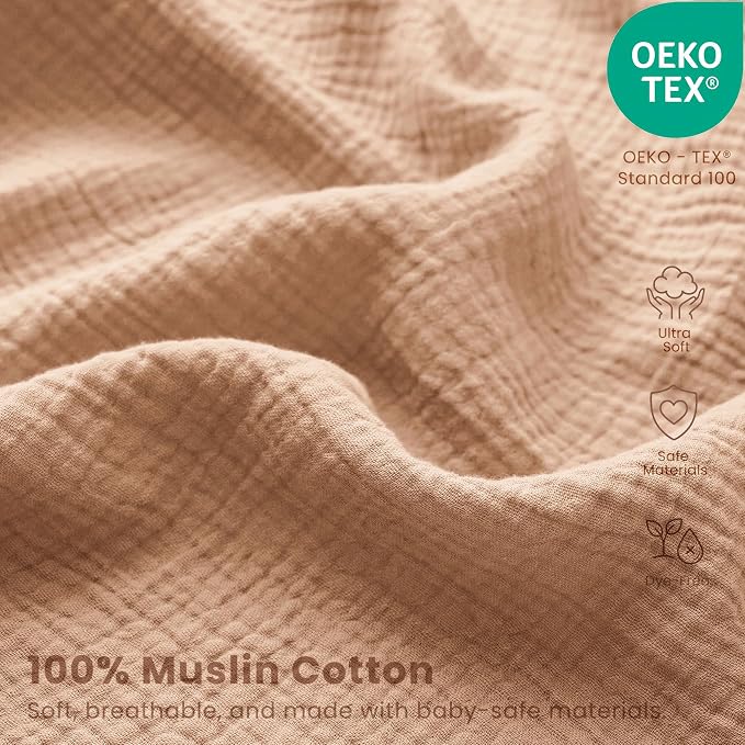 Konssy Muslin Crib Sheets 2 PCS 100% Cotton Baby Crib Sheets - Image 4