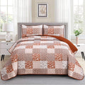 Mybedsoul Burnt Orange Quilt Set King Size, 3 Pieces Boho Plaid Terracotta by Mybedsoul