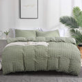 AveLom Green Duvet Cover Queen, 3 Pieces, Seersucker Tripe Soft Washed by AveLom