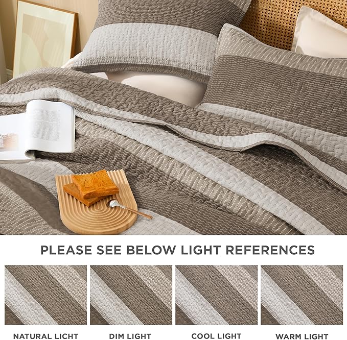 Litanika Quilt King Size Hazel, Stripe Patchwork Summer Bedspread Coverlet 3 - Image 6